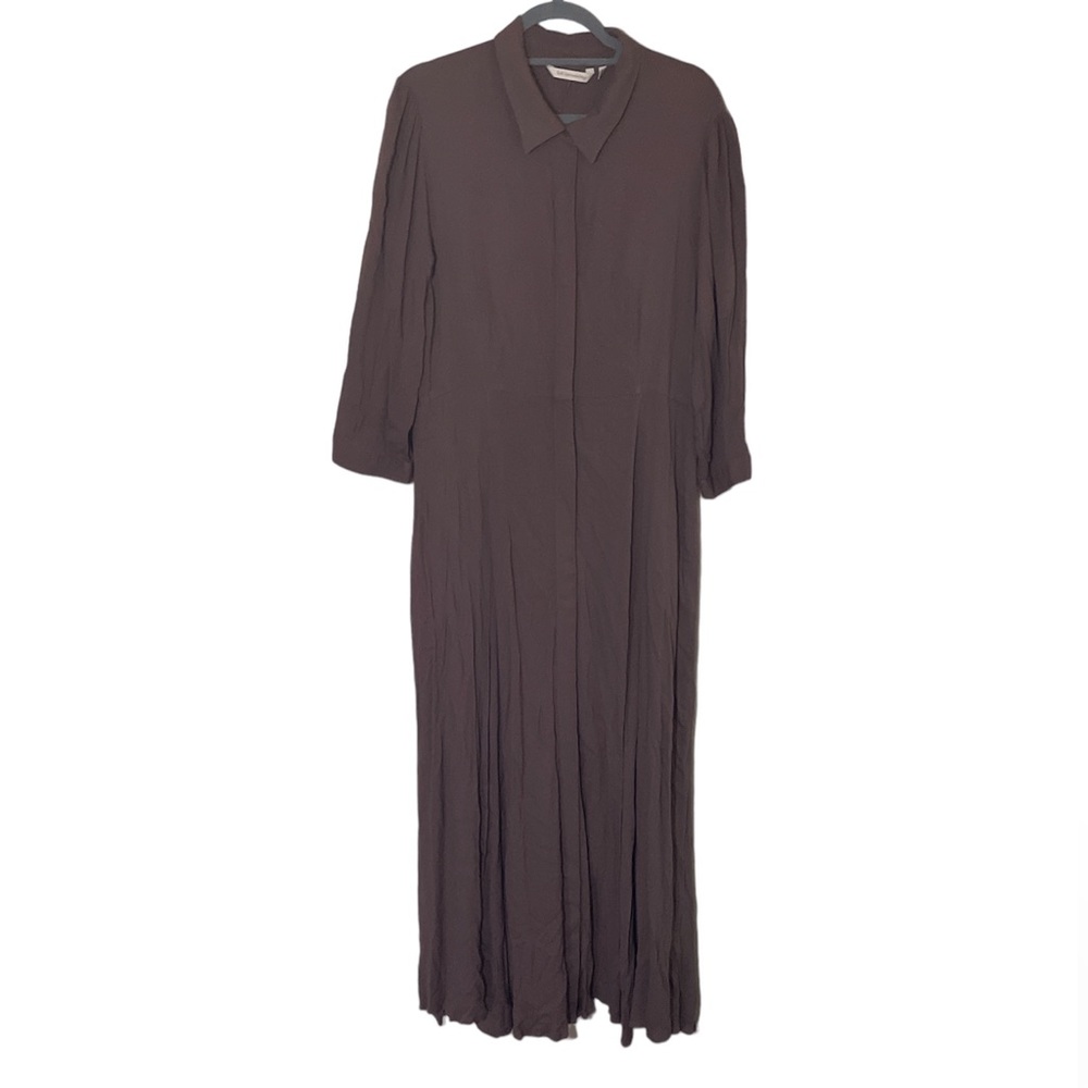 SOFT SURROUNDINGS brown Button Up Maxi Shirt Dress Duster size large